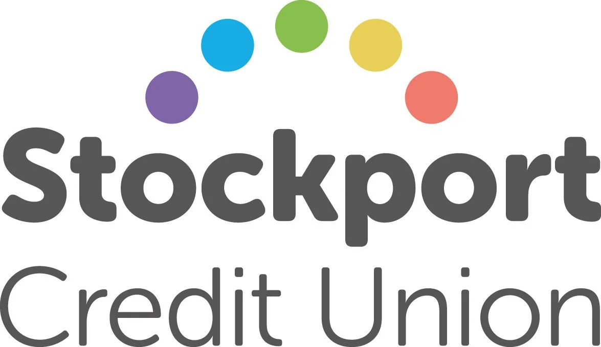 Logo of Stockport Credit Union with colorful circles above the text.