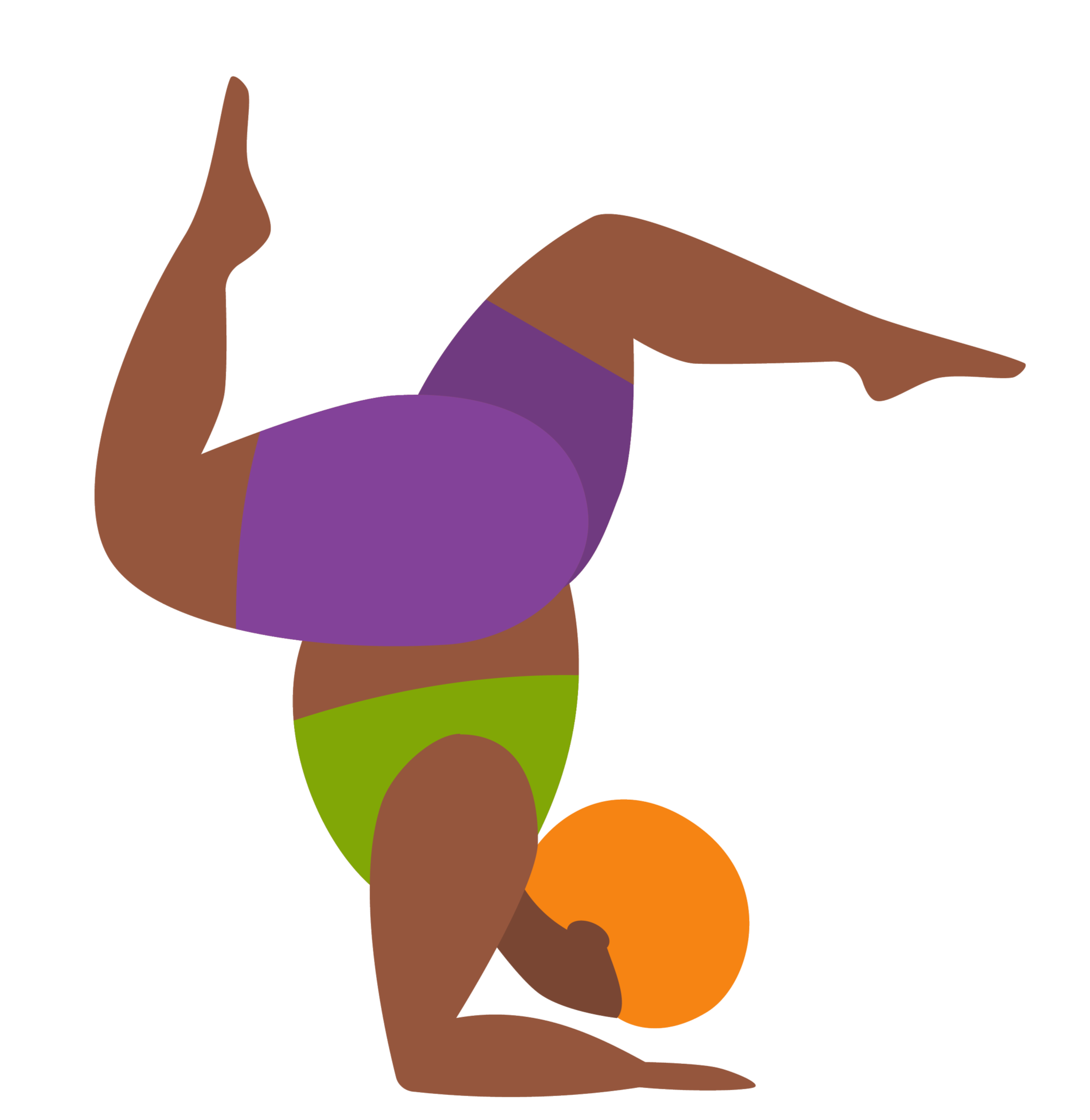 An illustration of a woman with dark skin, curly hair, wearing a purple top, green belt, and orange shorts, holding a drink in a plastic cup.