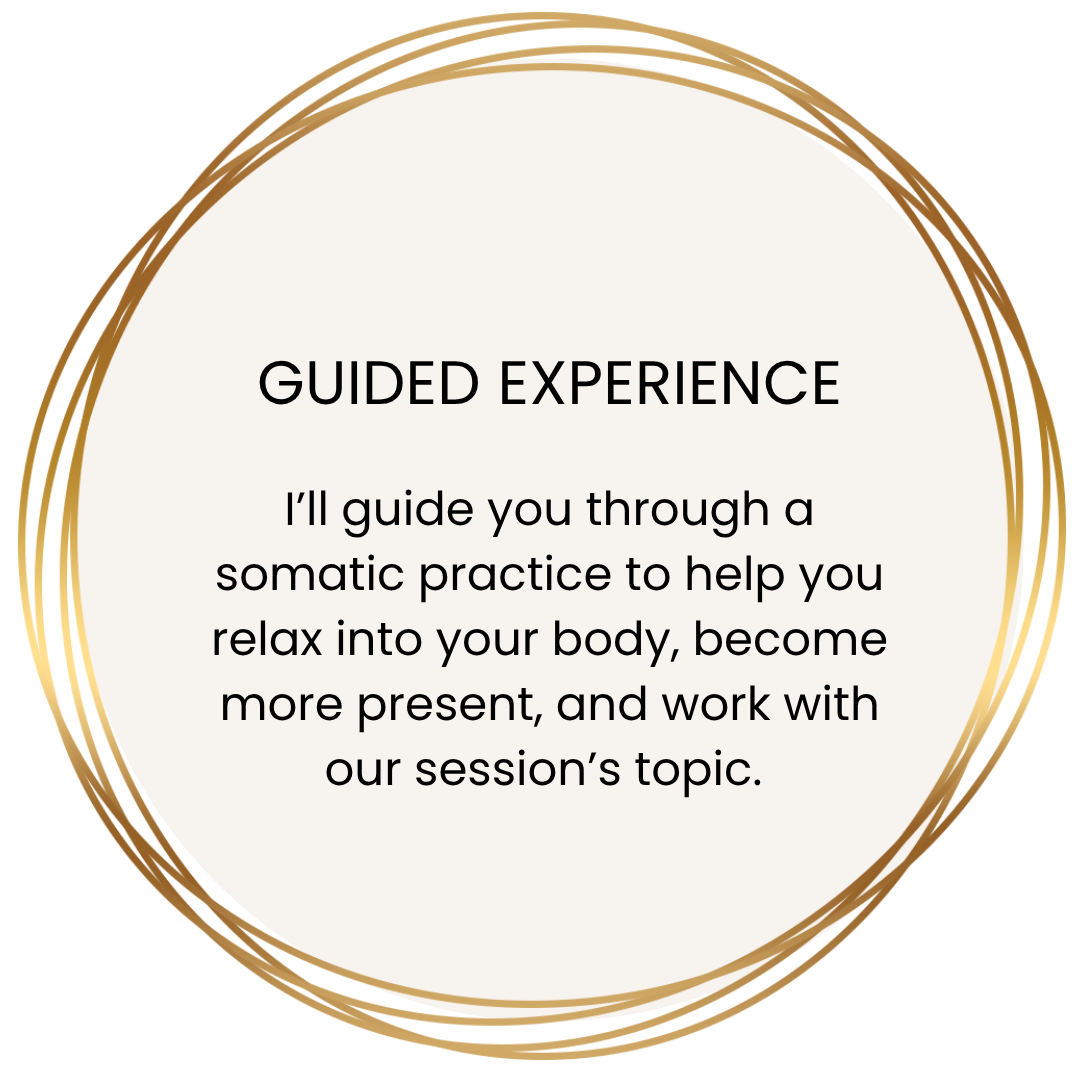 Gold circle containing text that explains part two of the embodied leadership circles
