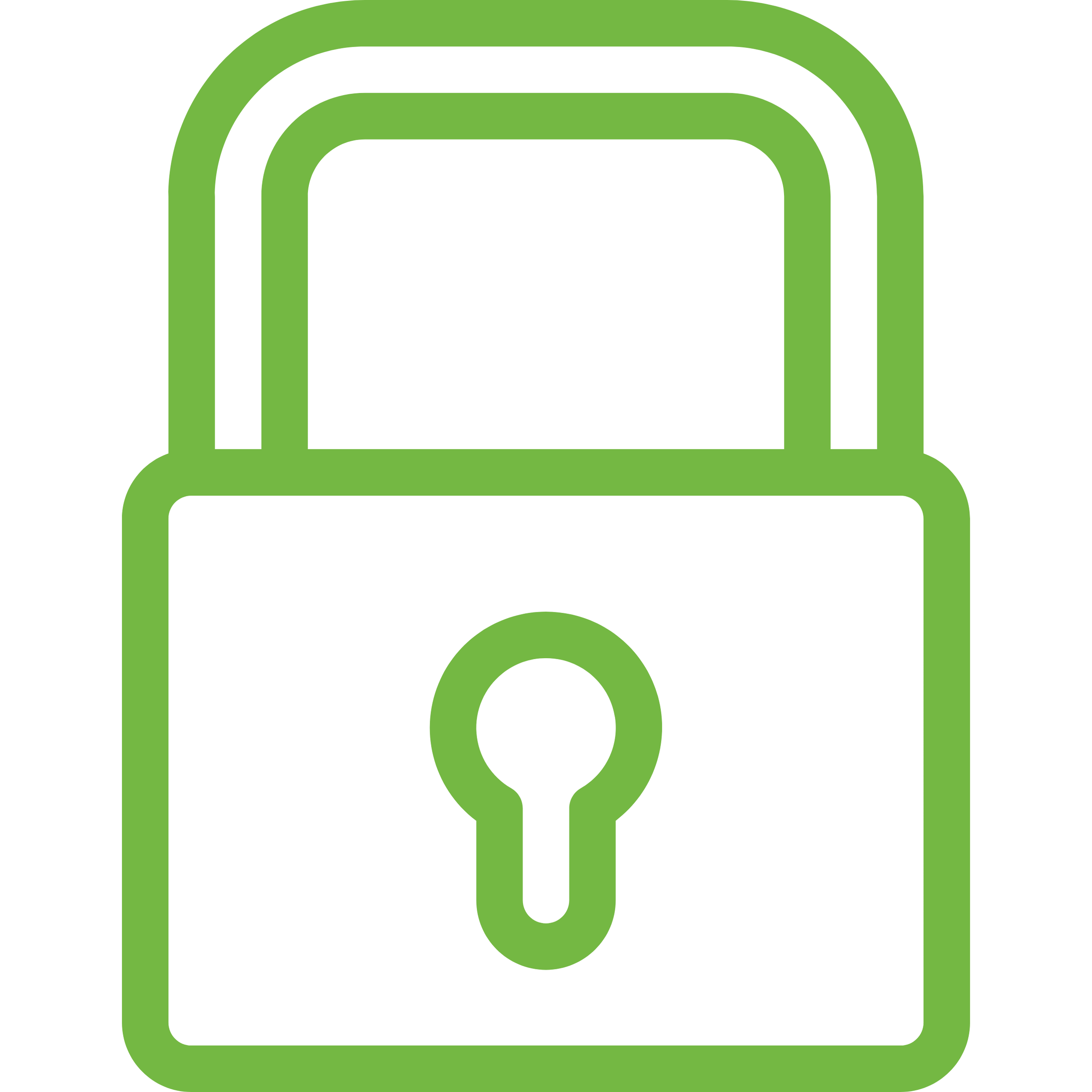Green outlining toaster icon with a slice of bread or toast inside, depicted in a minimalist line art style.