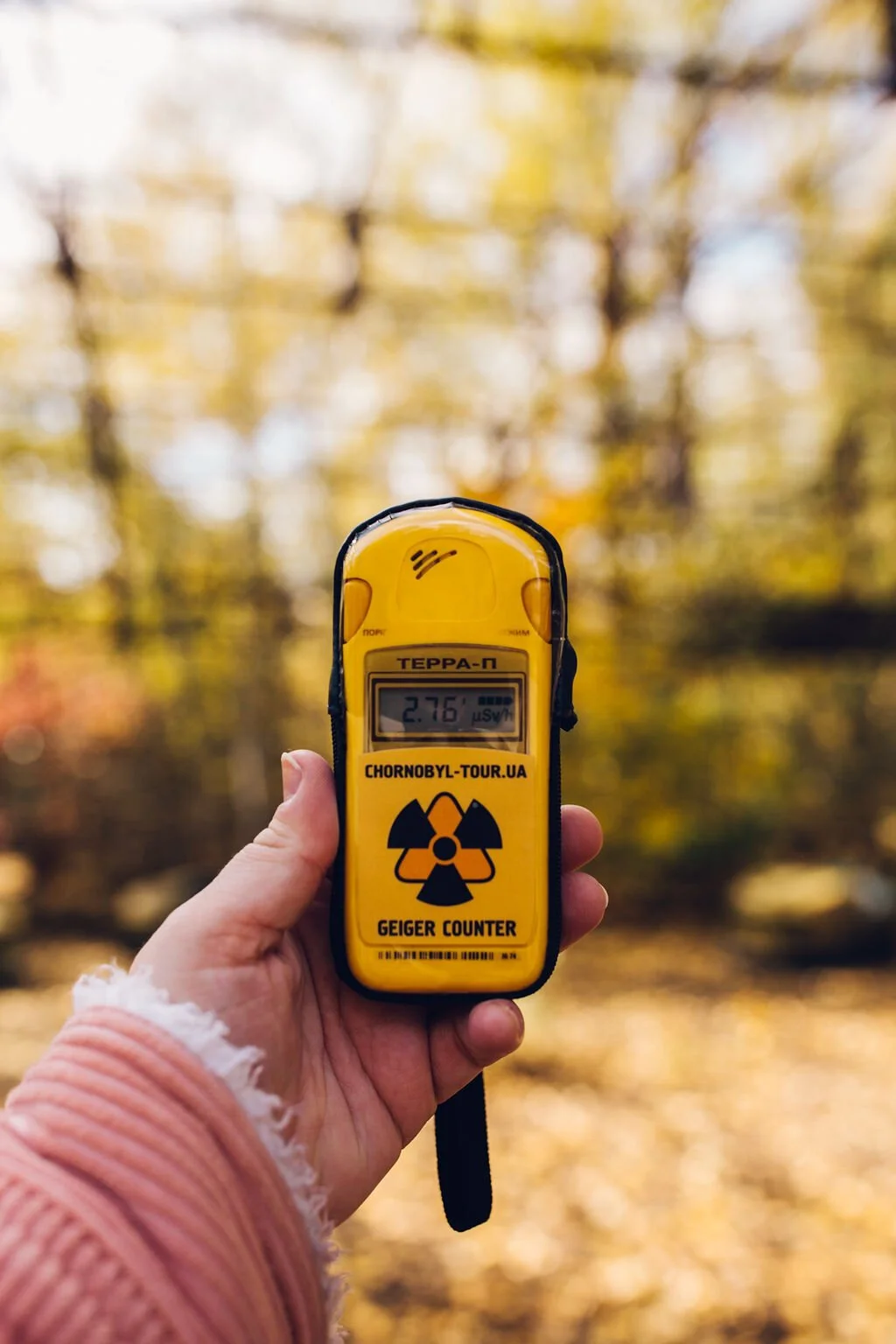 Travel photography - Chernobyl exclusion zone and Pripyat tour Abandoned Amusement Park Dodgems Geiger Counter