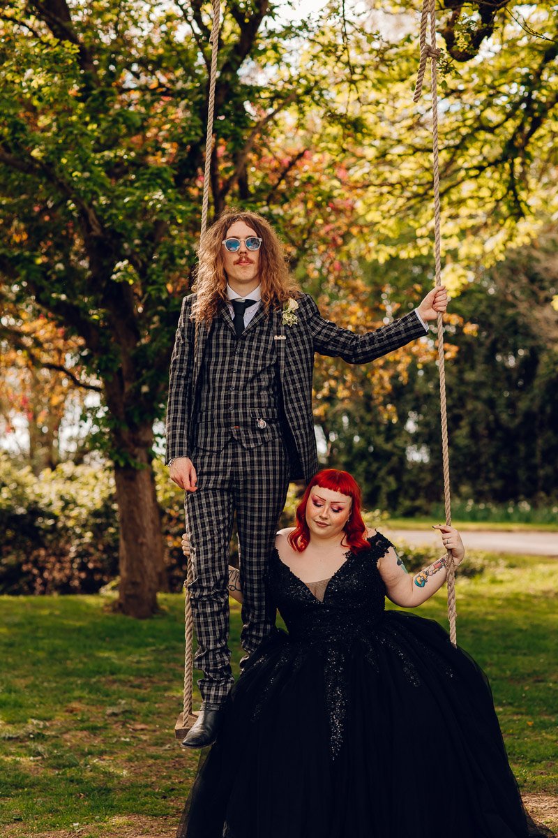 A Black Wedding Dress, Pizza &amp; Discoballs: The recipe for An Alternative Wedding at Houchins