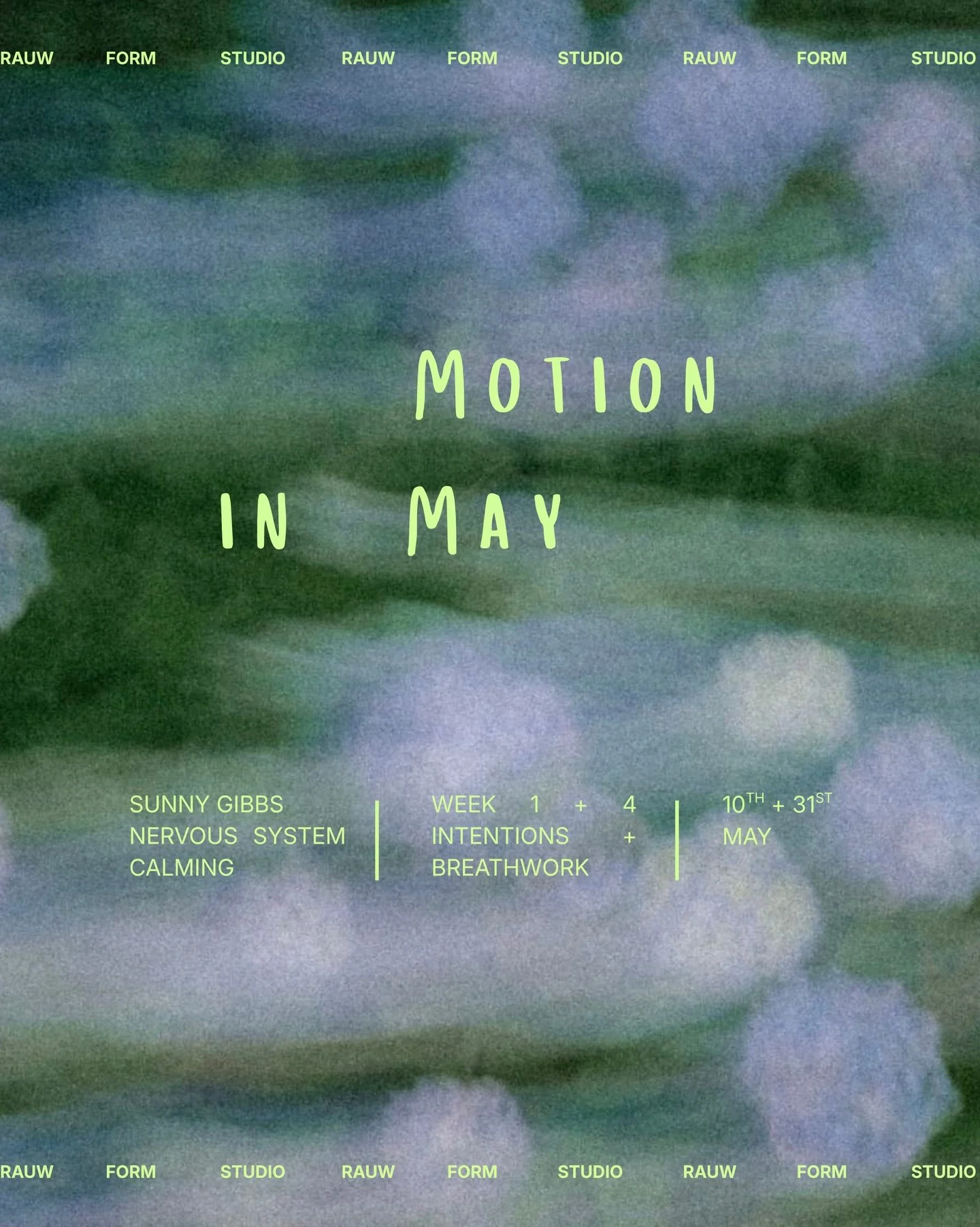 WE&rsquo;RE HOSTING SOME INCREDIBLE FACILITATORS EACH SUNDAY, STARTING MAY 10TH.
&nbsp;
An opportunity to build simple habits that nourish your everyday life both in and out of the studio. A small moment each week to reconnect with how you move, thin