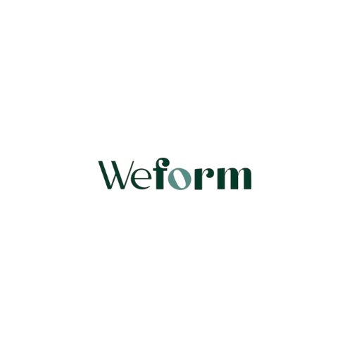 The logo of Weform, featuring the word 'We' followed by 'form' with a stylized 'f' in dark green.