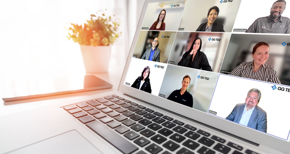 Work at GG TEQ and work remotely anywhere, meet with team members virtually, and collaborate on a laptop video call.