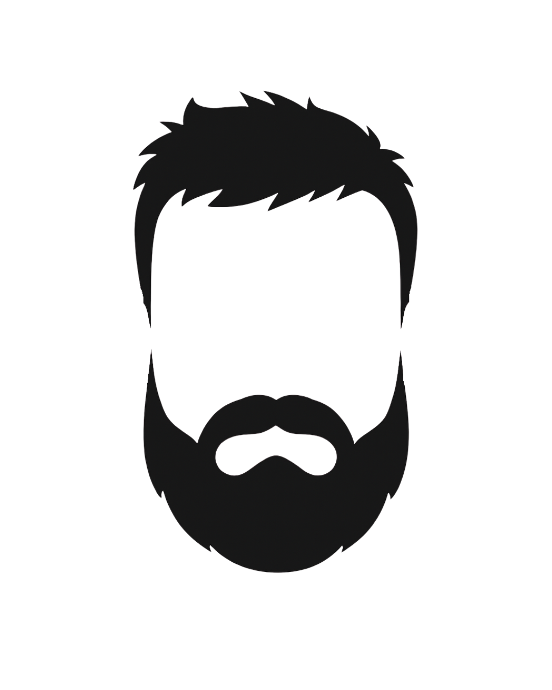 Schwarz-weiß-Illustration eines männlichen Gesichts mit Bart und meist kurzem, unordentlichem Haar ohne weitere Details.
