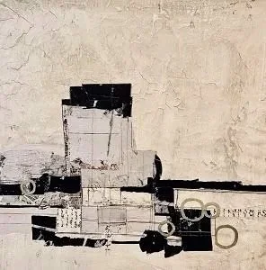   BITS AND PIECES II  
16 x 16 Mixed Media Collage on Panel Framed  
Sold 
