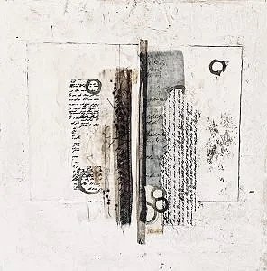   STITCHES AND STORIES II  
16 x 16 Mixed Media and Venetian Plaster on Panel Framed  
Available 
