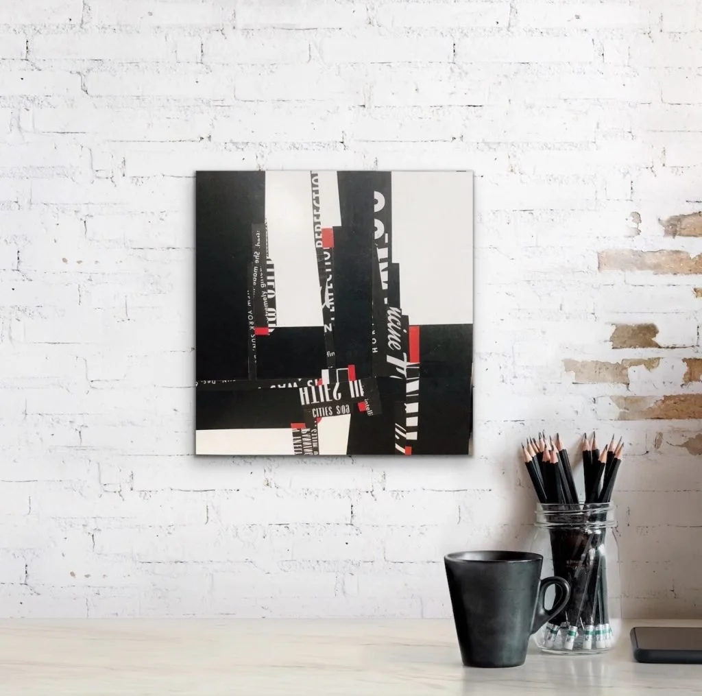   SERIES IN BLACK AND RED  
24 x 24 Collage on Cradled Panel 
Available 
