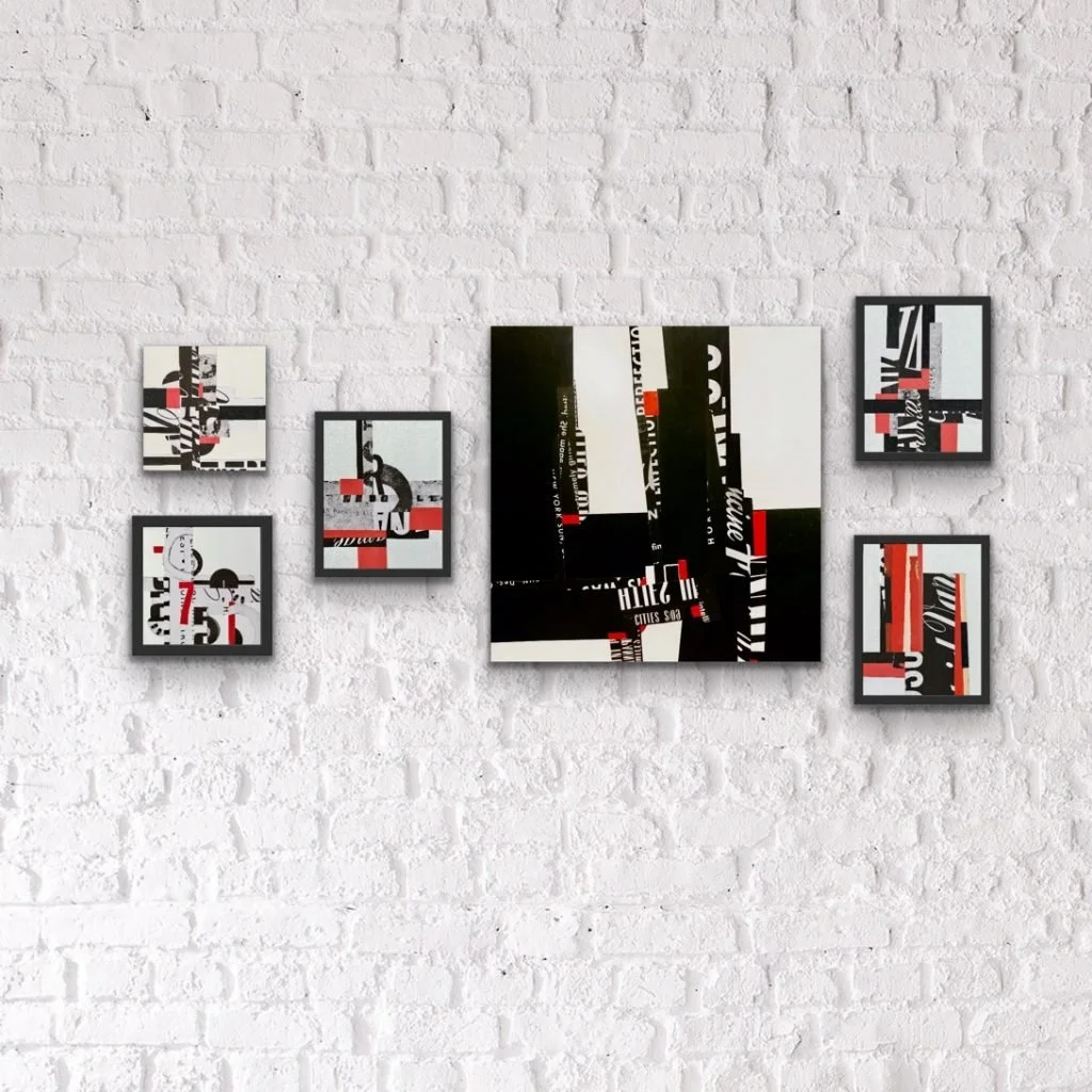   SERIES IN R/W/B  
Mixed Media Mounted and Framed All 
Available 

