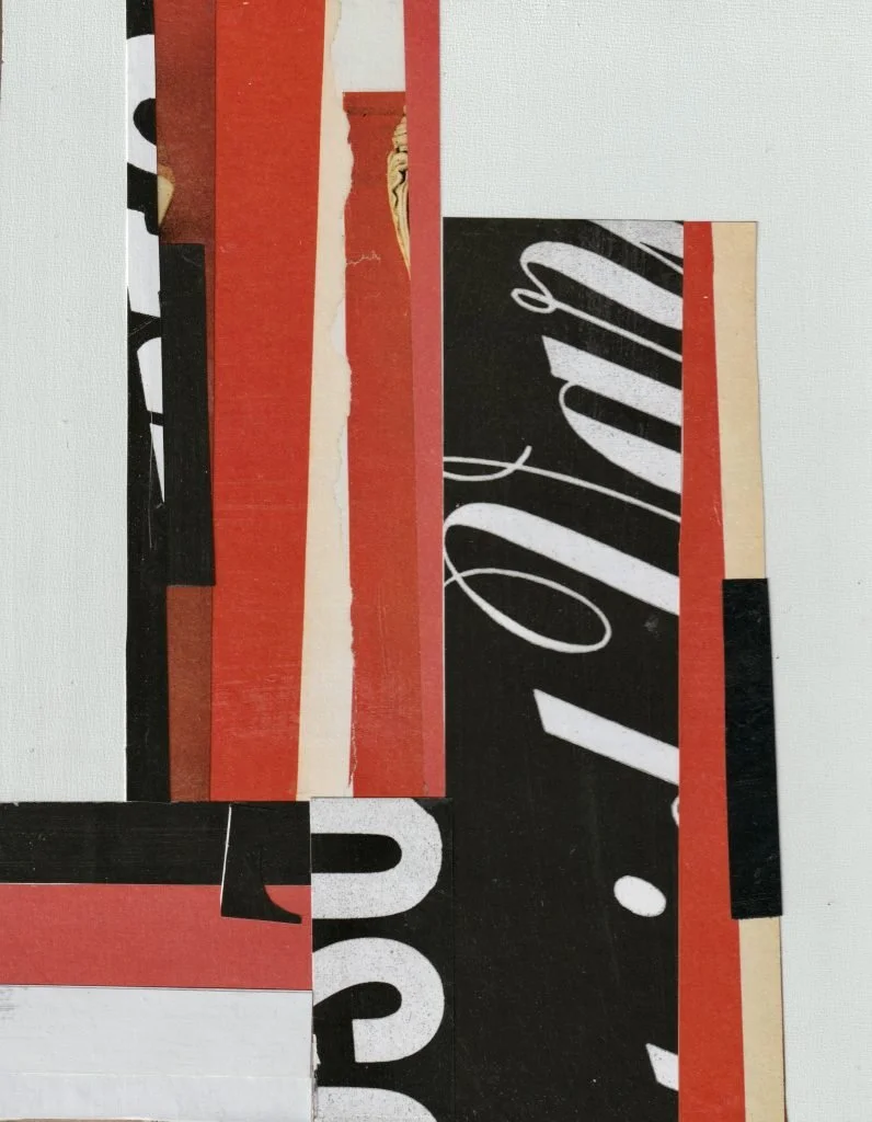   COLLAGE SERIES IN BLACK AND RED   
10 x 10 Collage on Panel Framed 
Available 
