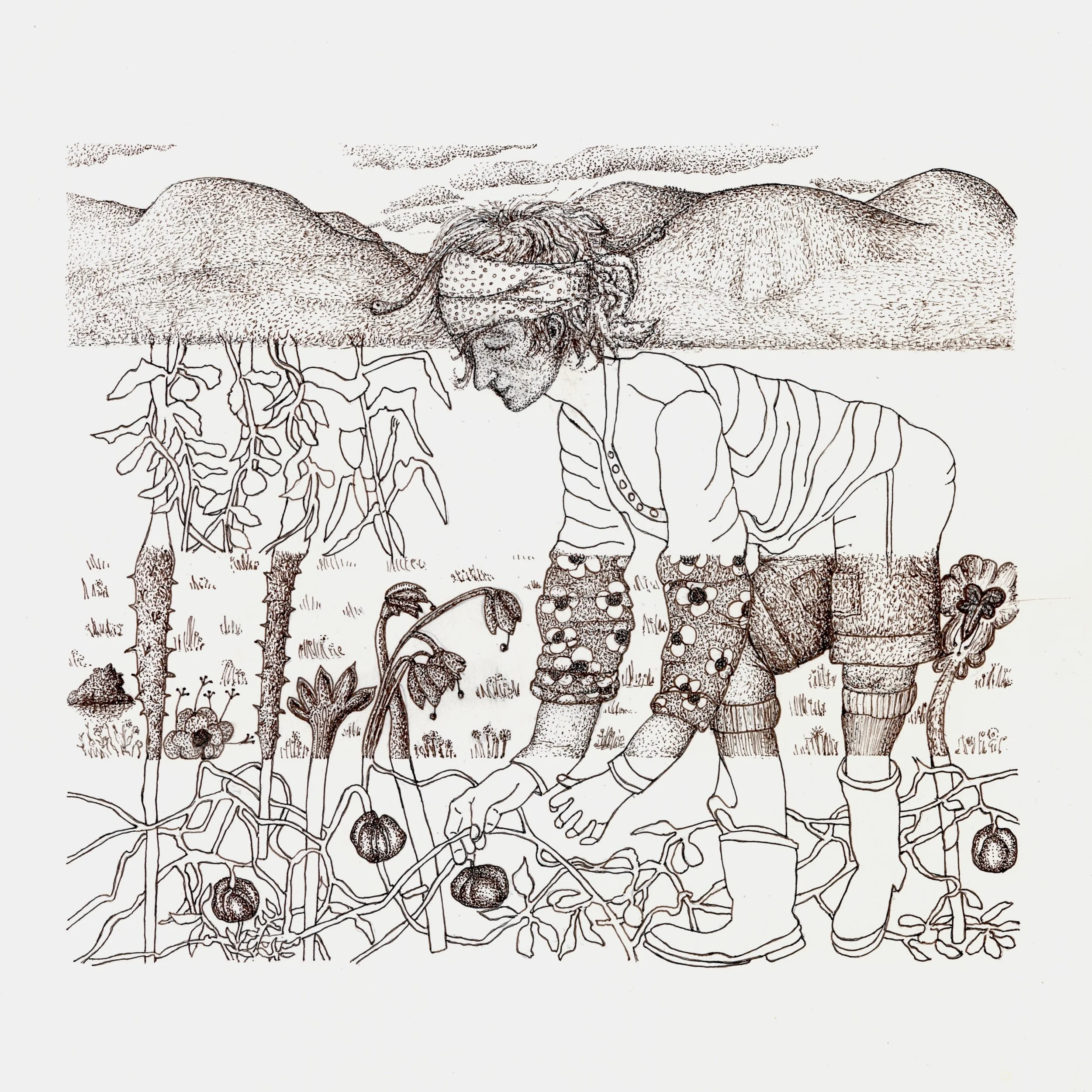 Later they sat listening to birds
Sing songs that rang like lovely words
Telling them how their bowls would flow
With foods that they would always grow