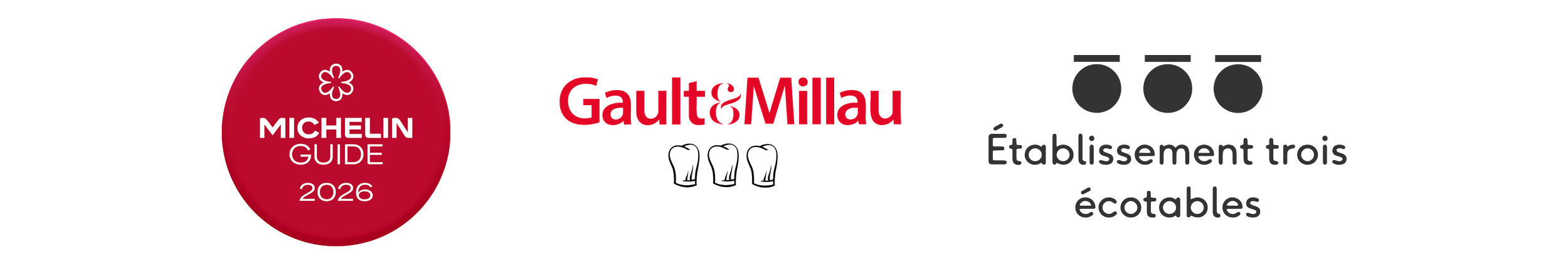 Logo du guide Michelin 2026, Gault & Millau ET Écotables