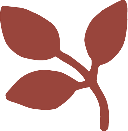 Silhouette of a plant with three leaves on a stem.