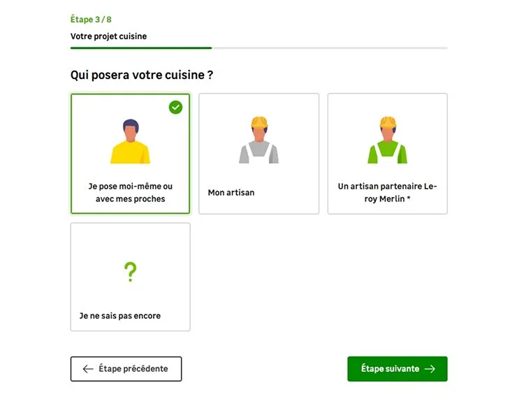 user interface questionnaire découverte leroy merlin
