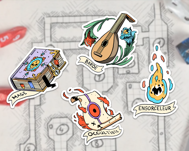 Stickers classes fantasy mage, bare, ensorceleur, occultiste