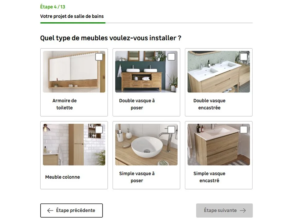 user interface questionnaire découverte leroy merlin