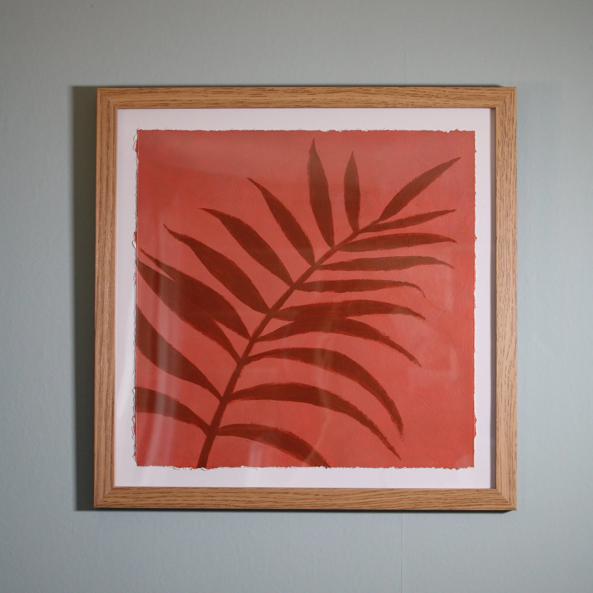 Majesty Palm, Orange Shadow | Size: 25.5 x 25.5cm (artwork) 32.5 x 32.5cm (frame)
