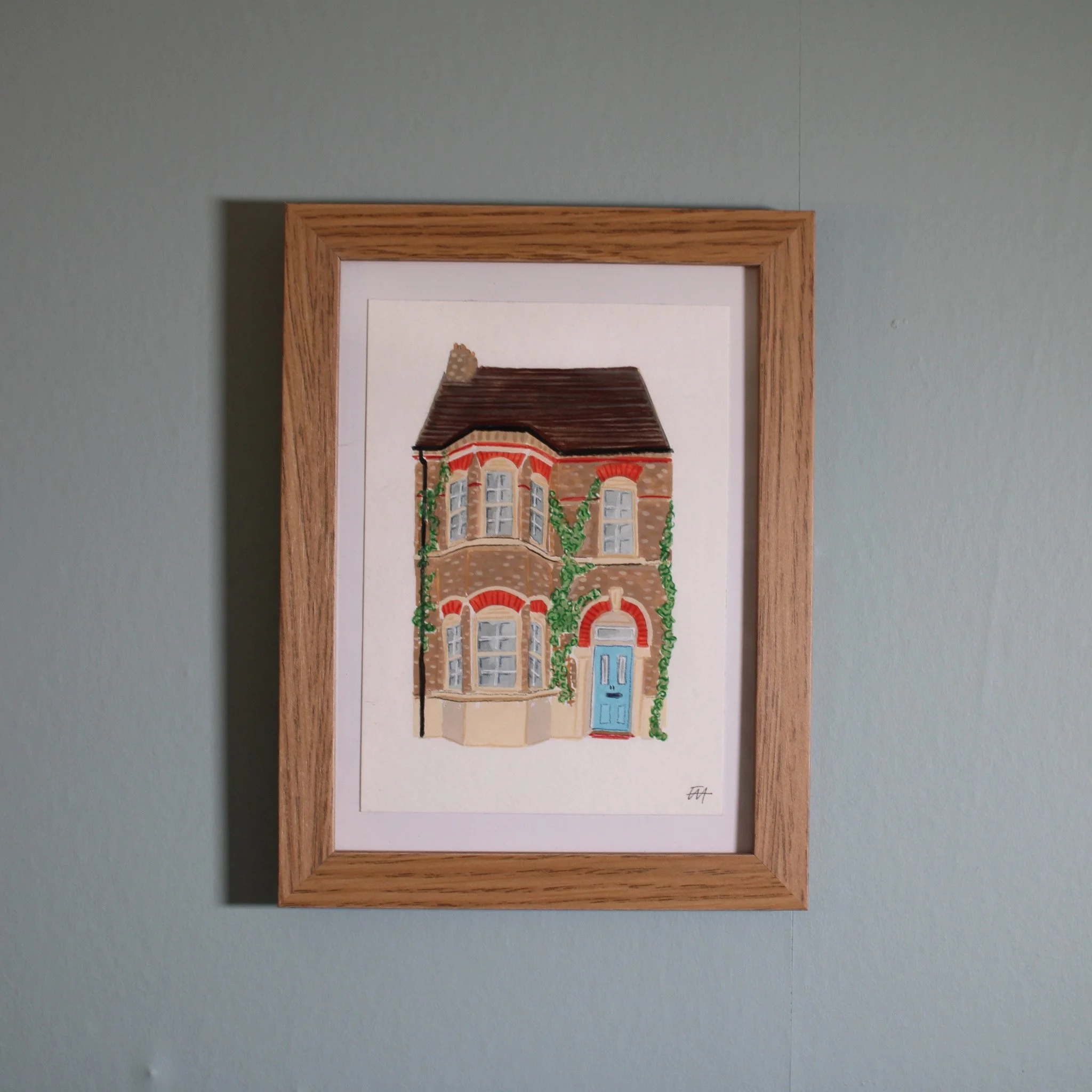 Little House, No. 2 | A6 Gouache Illustration, Framed