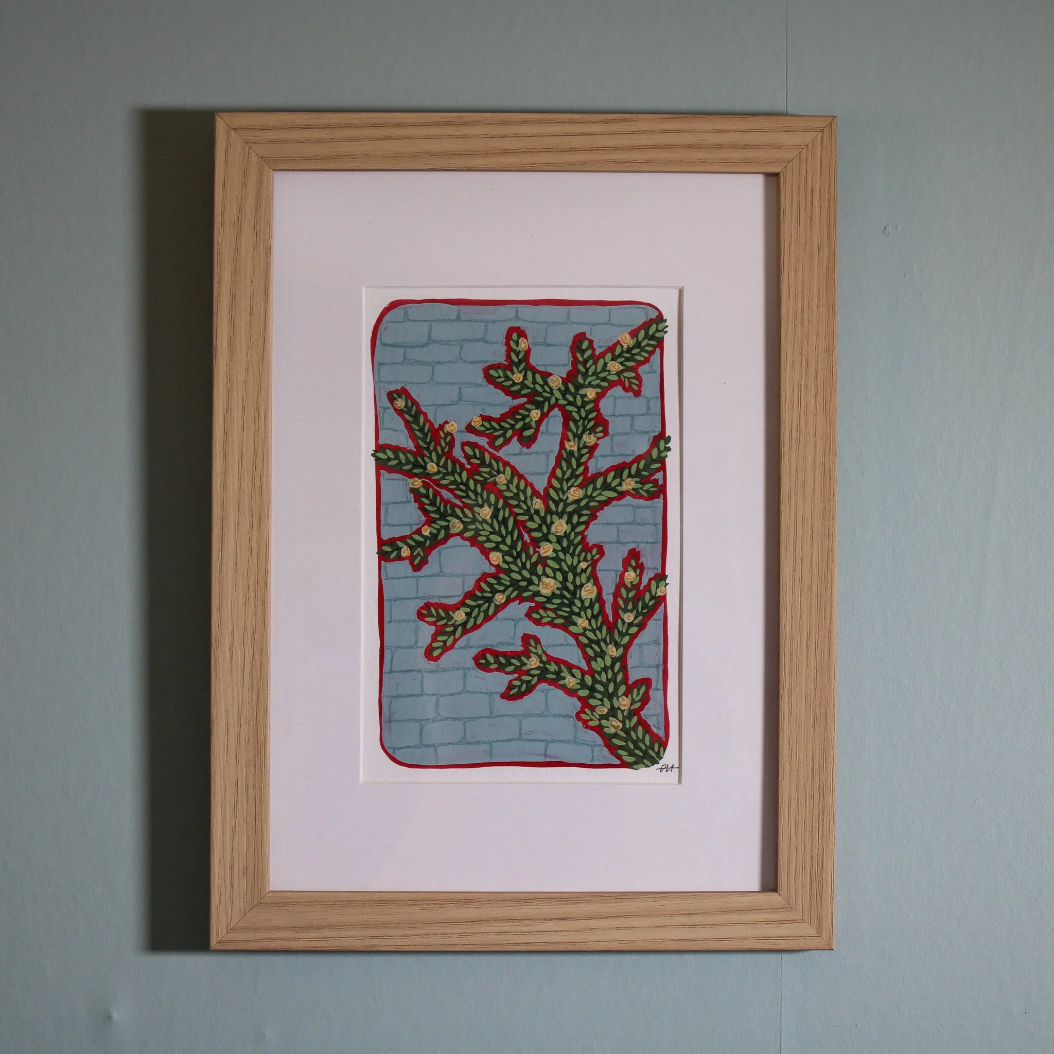 Climber, No. 4 | Small Gouache Illustration, Framed