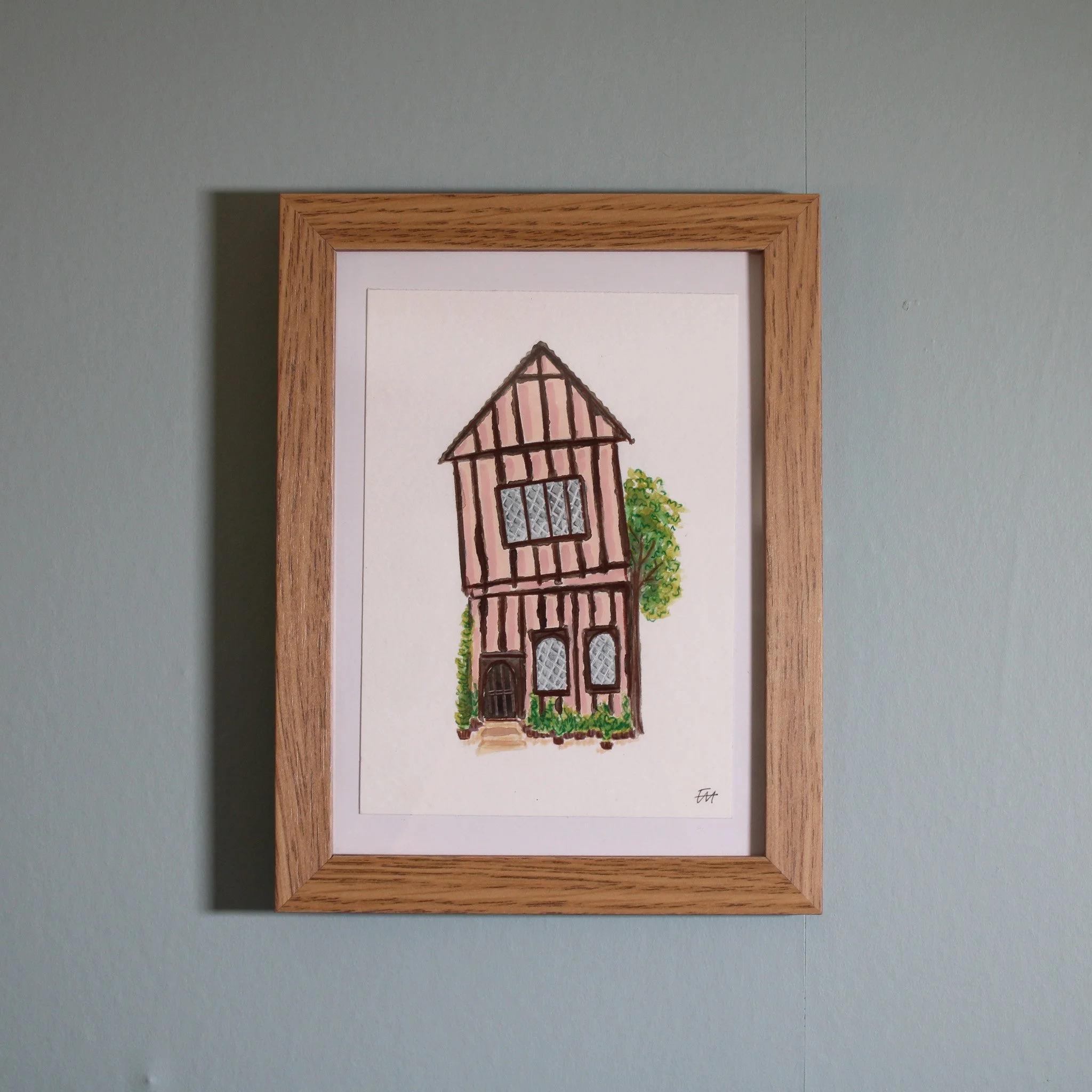 Little House, No. 8 | A6 Gouache Illustration, Framed