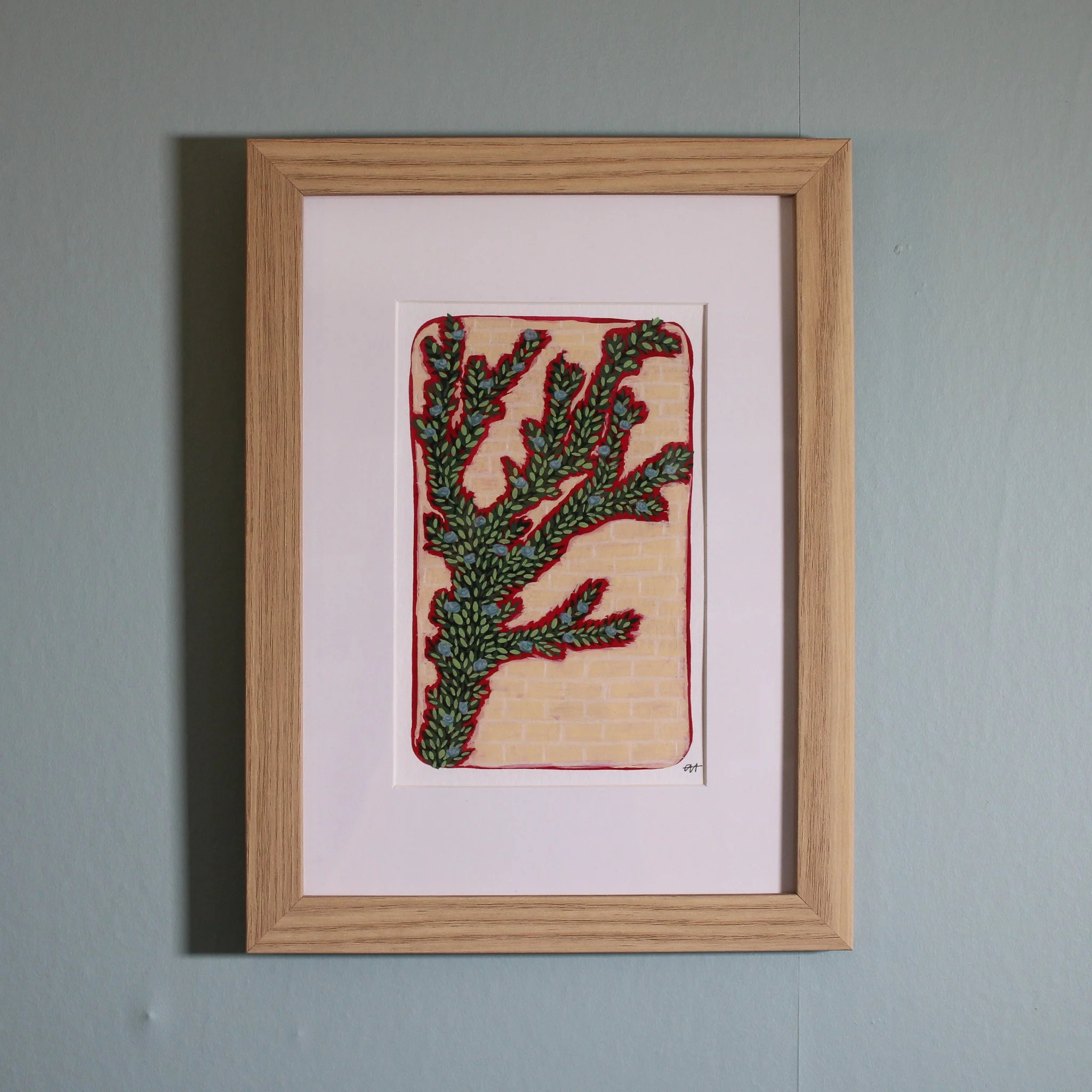 Climber, No. 3 | Small Gouache Illustration, Framed