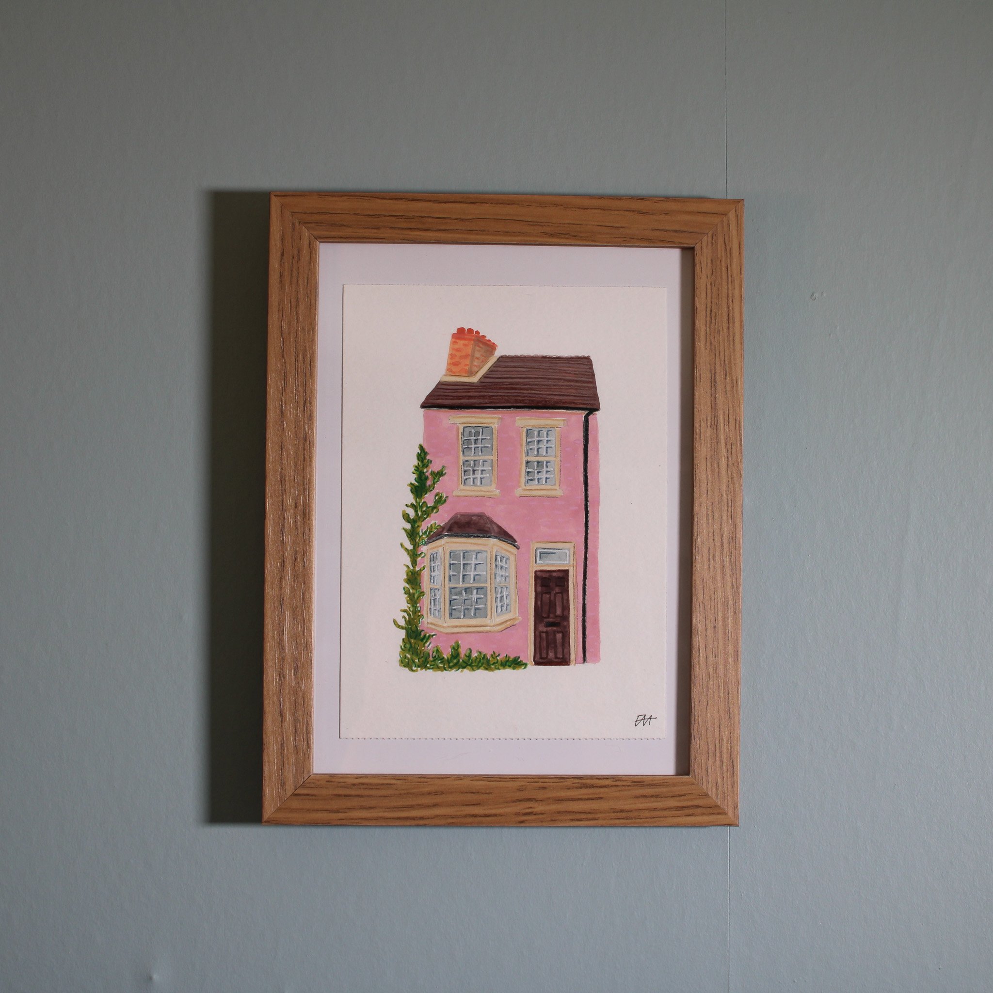Little House, No. 4 | A6 Gouache Illustration, Framed