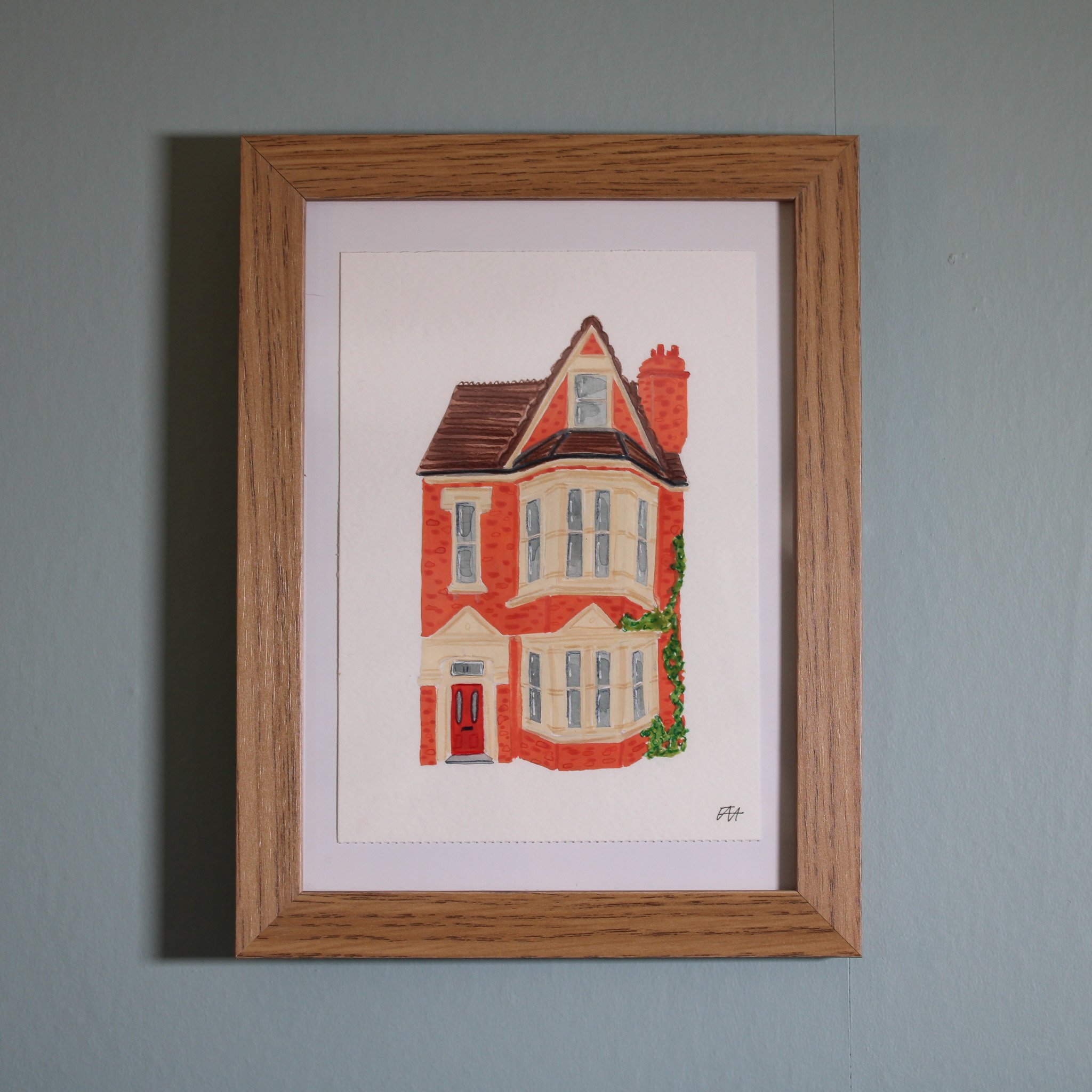Little House, No. 6 | A6 Gouache Illustration, Framed