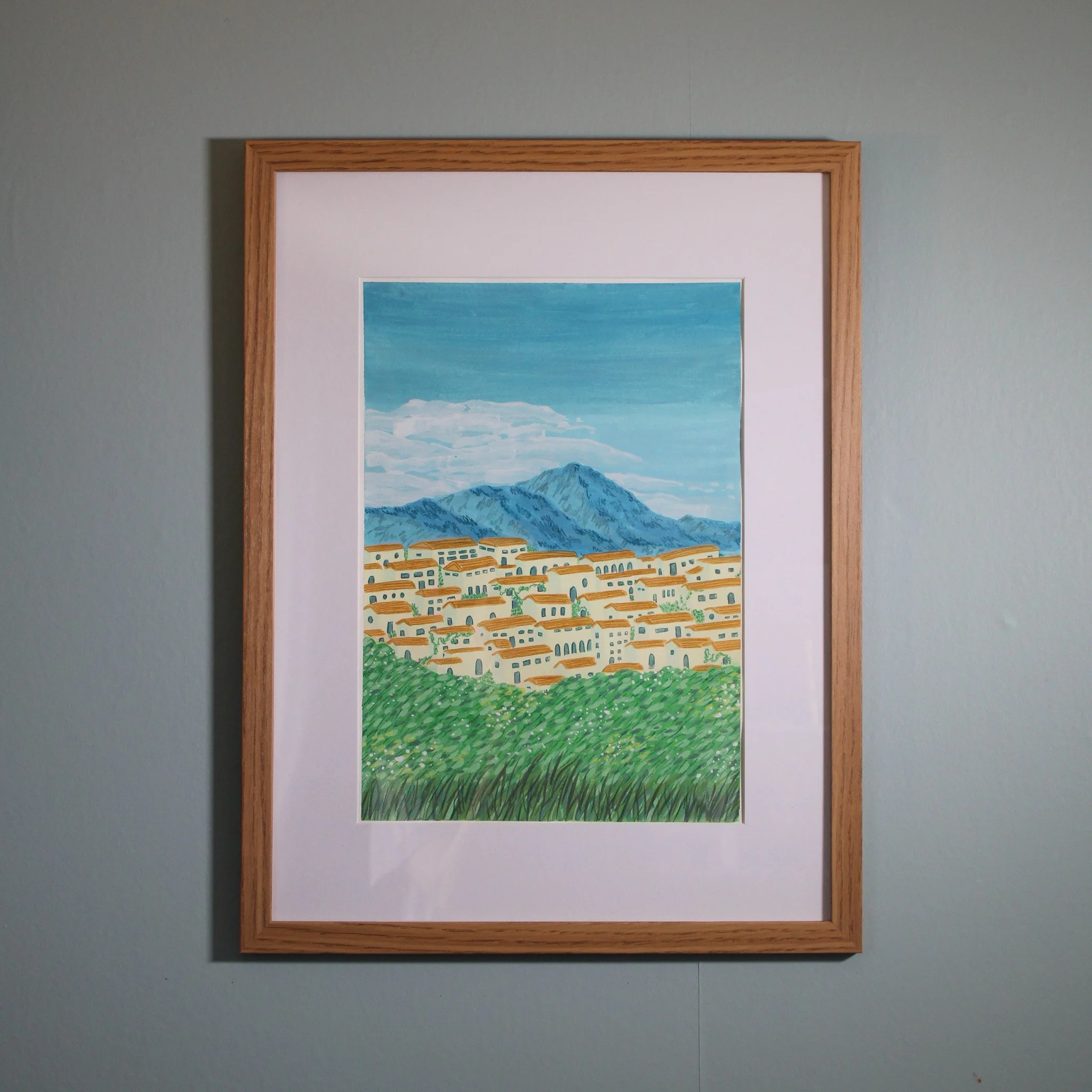 Rome's Many Layers | Gouache Landscape Illustration, Framed