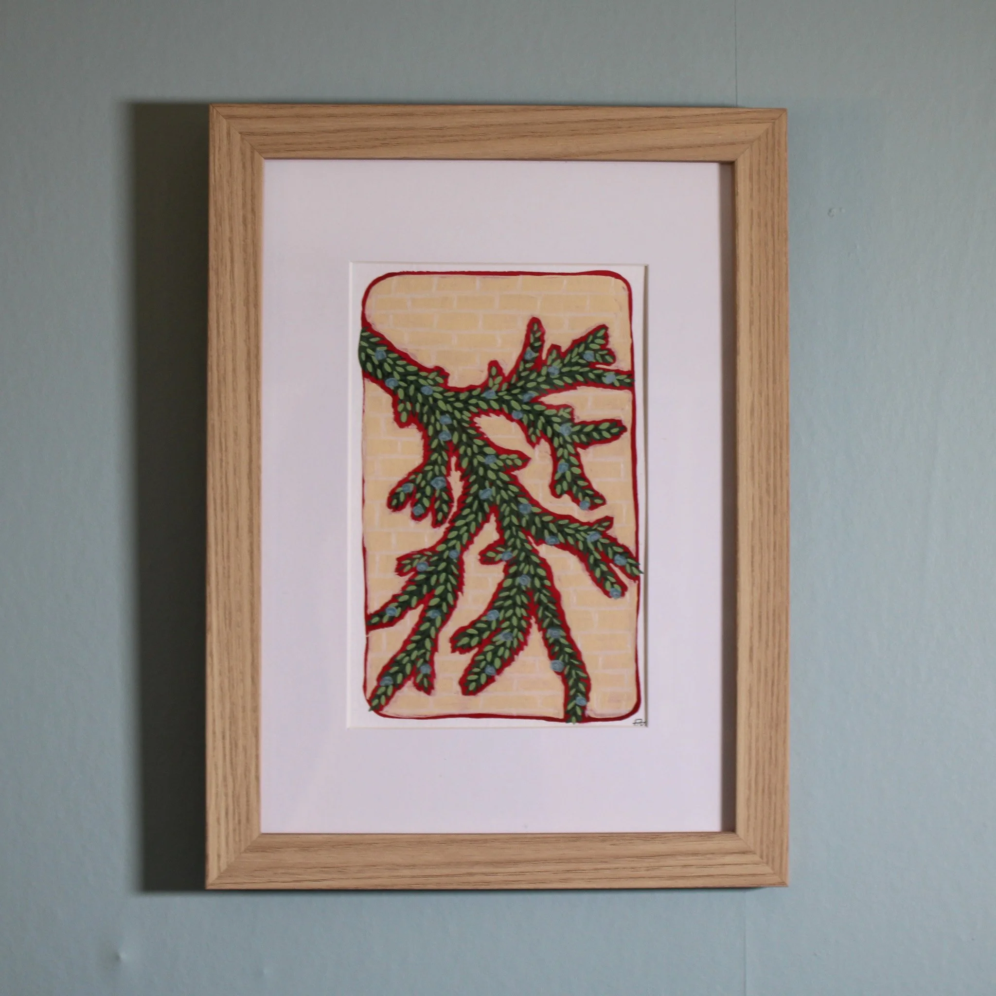 Climber, No. 2 | Small Gouache Illustration, Framed