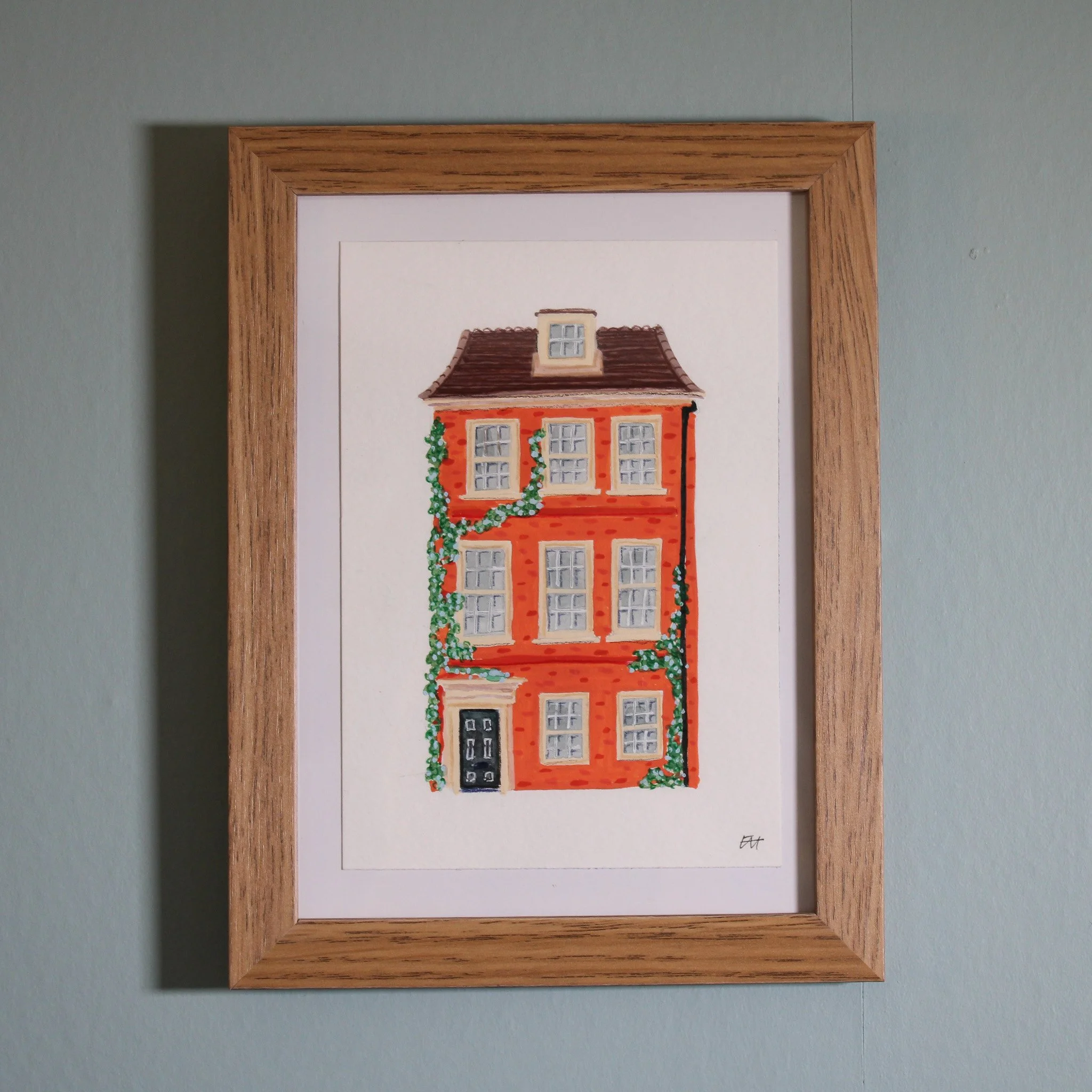 Little House, No. 1 | A6 Gouache Illustration, Framed