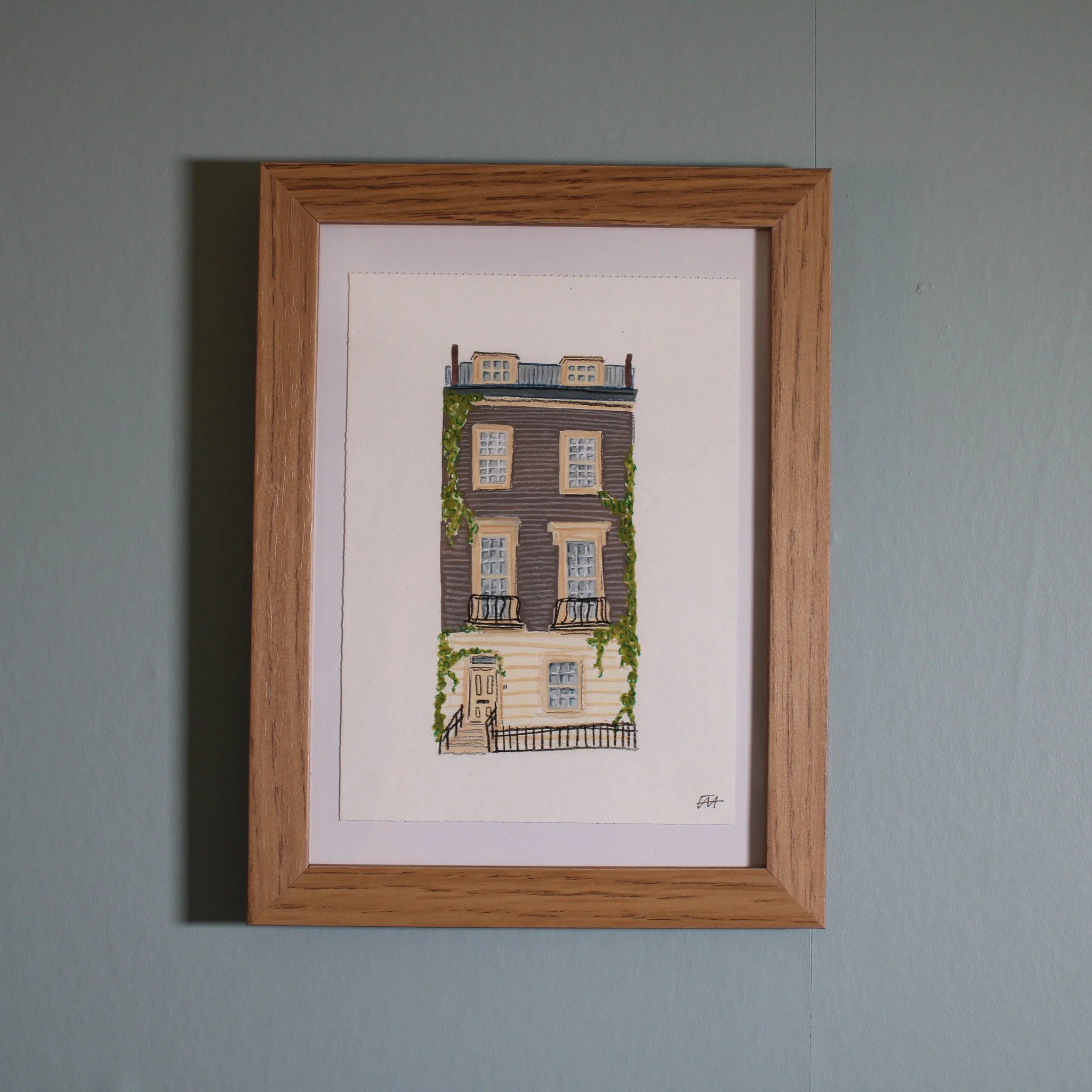 Little House, No. 5 | A6 Gouache Illustration, Framed