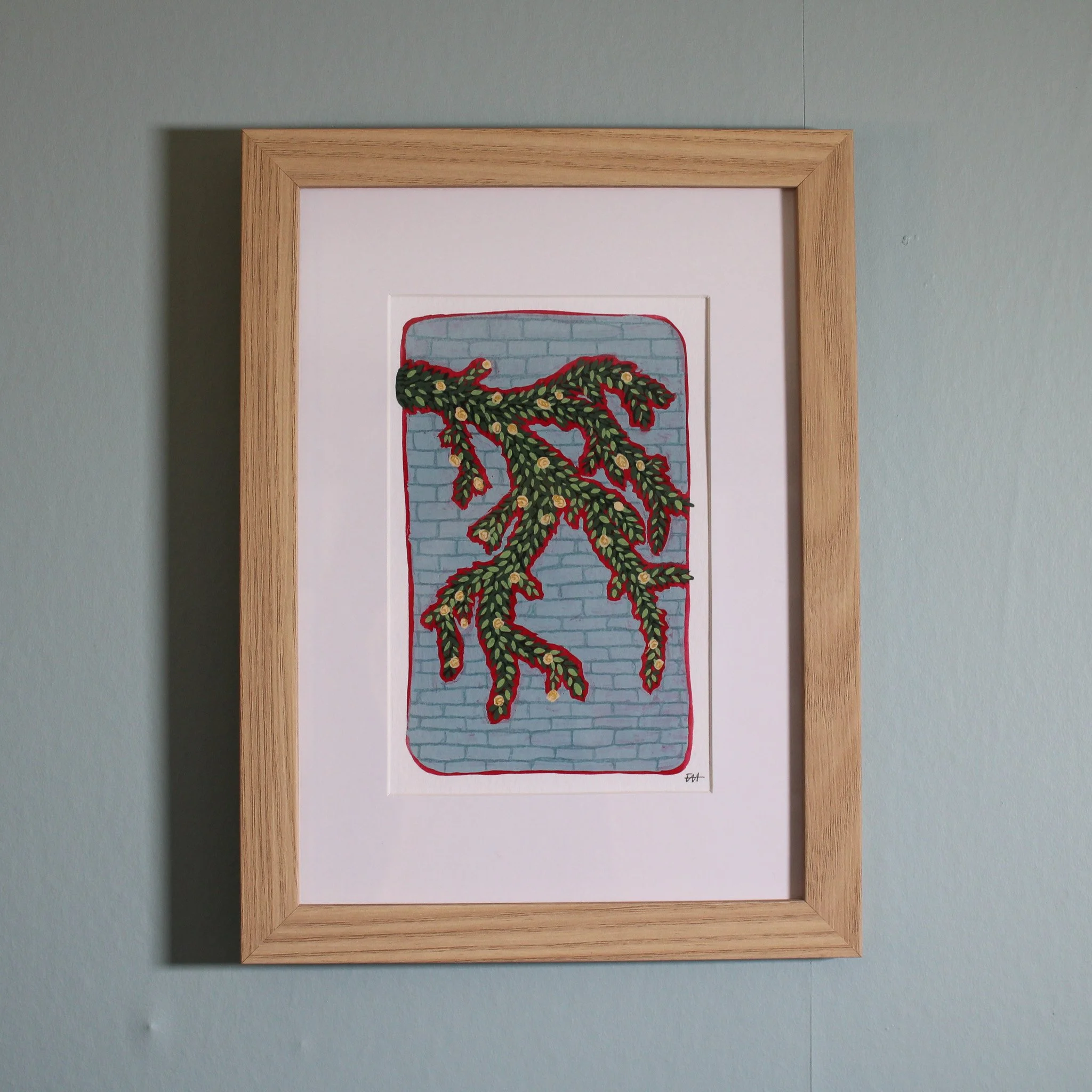 Climber, No. 1 | Small Gouache Illustration, Framed