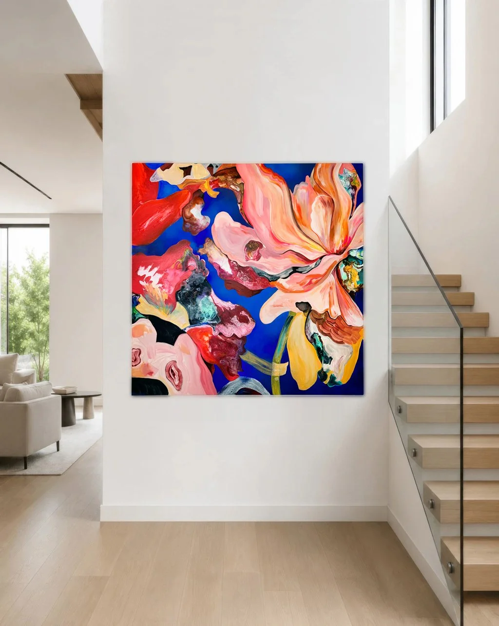 ABSTRACT FLORAL PAINTING FOR SALE AUD$1,140 AND PART OF A GROUP EXHIBITION IN LONDON BY AURELIE FURZER