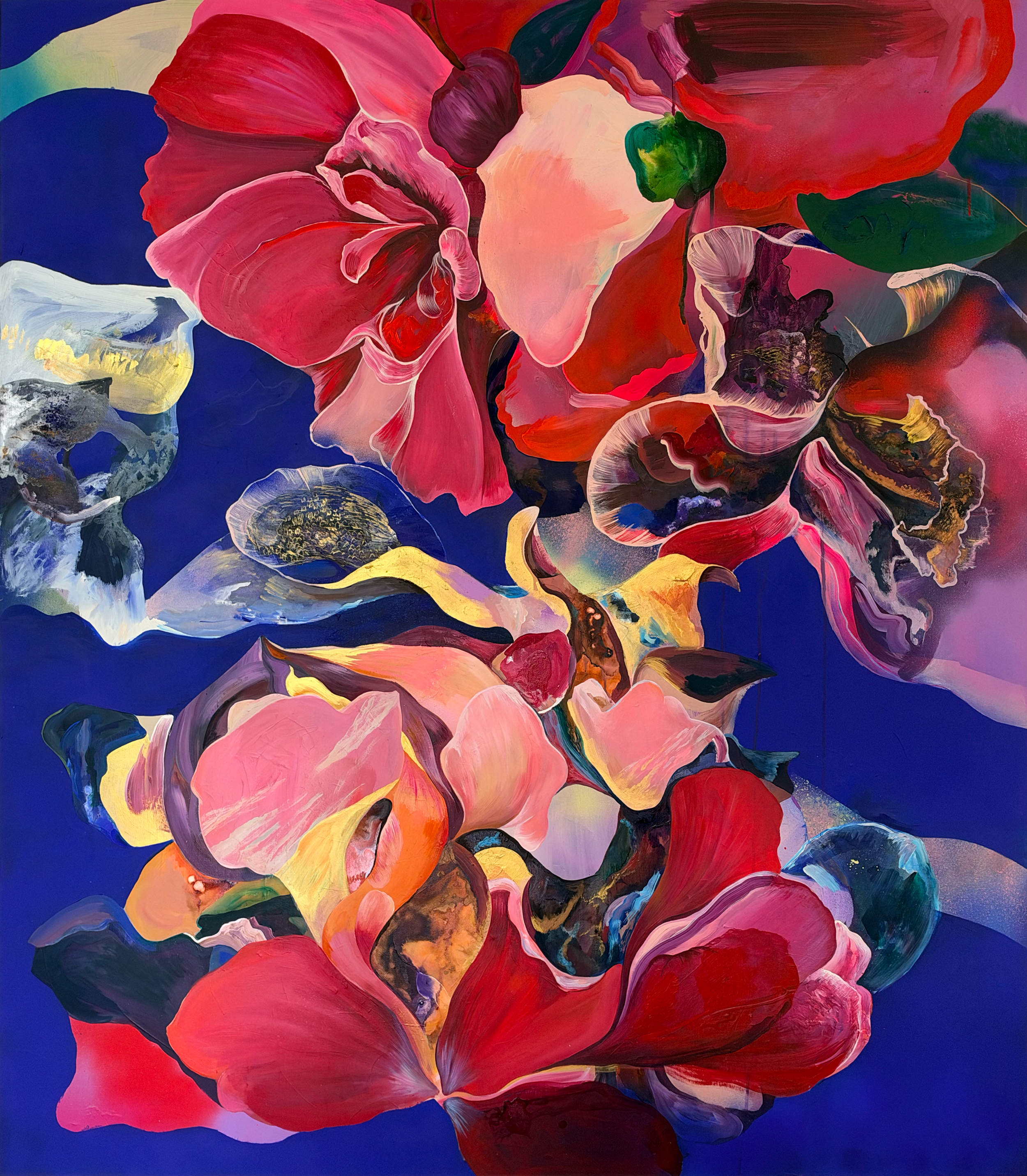 Contemporary Abstract figurative art flowers by Aurelie Perthuis Furzer Artist