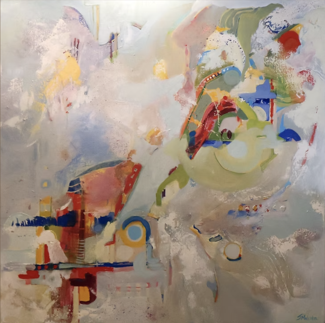 Joanna Malcolm - "Formations in Pink" - 36 x 36" - Acrylic