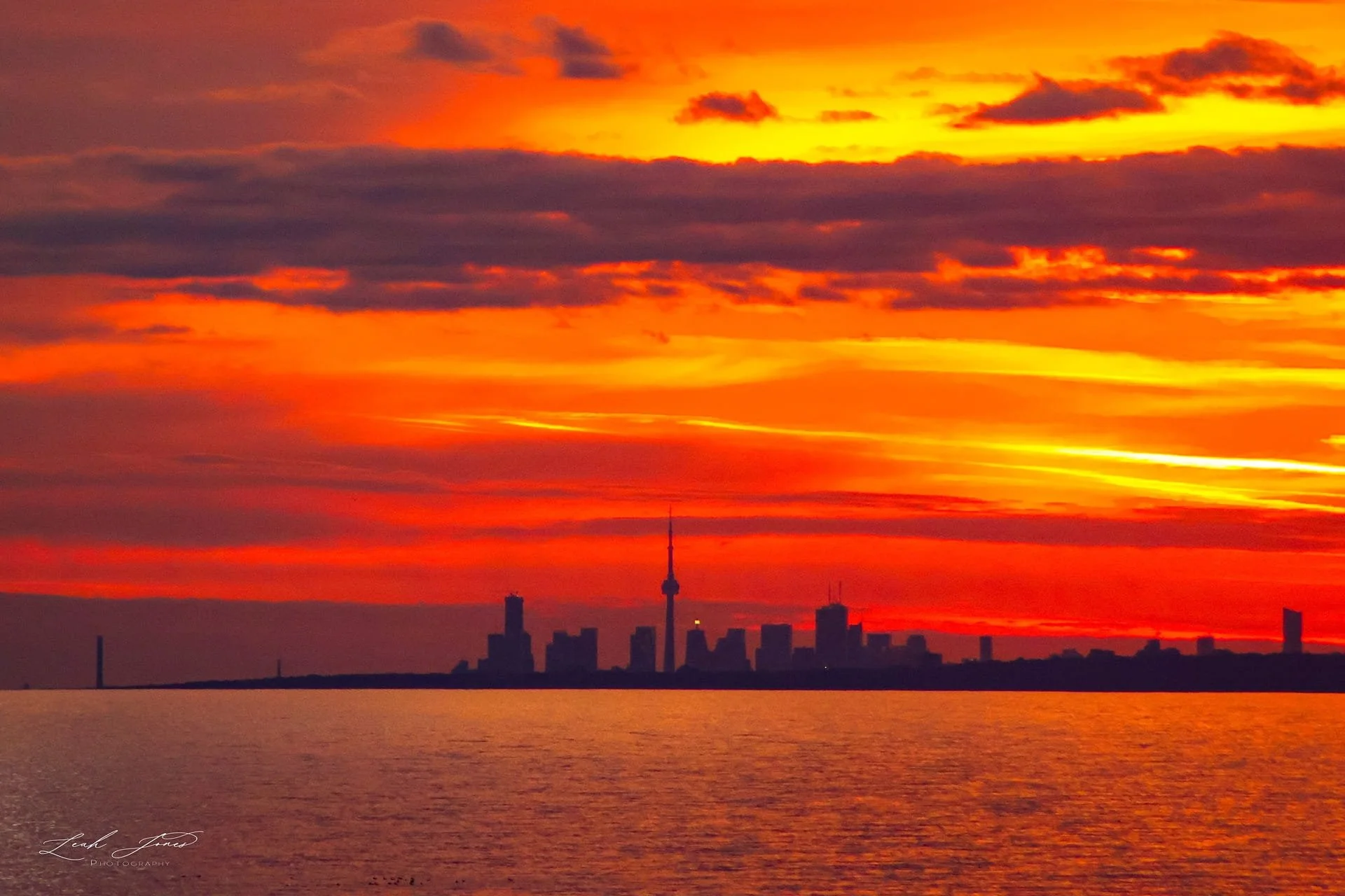 Leah Jones - "Sunset Skies - Toronto Skyline" - Oshawa Bluffs