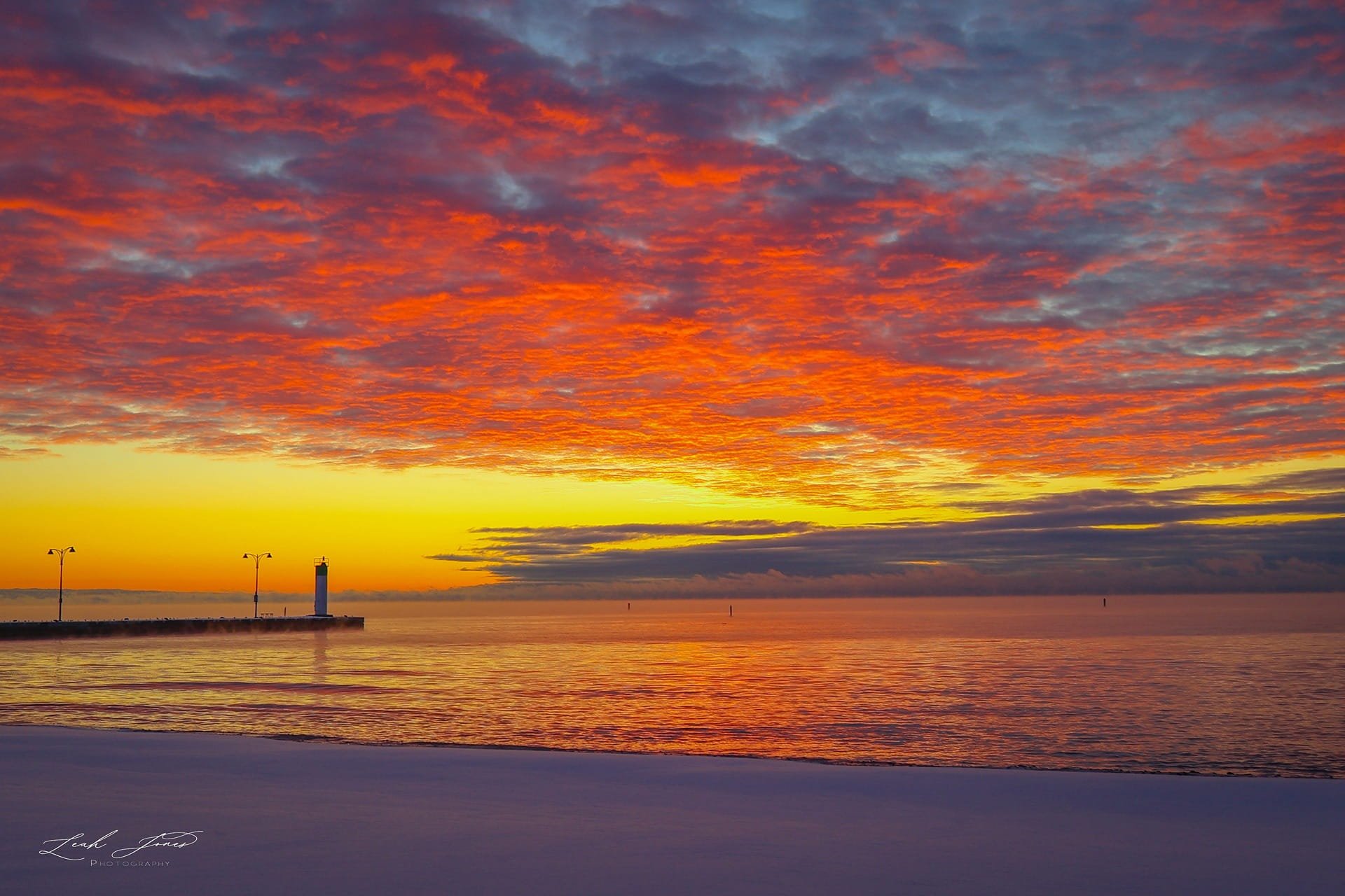 Leah Jones - "Winter Beach Sunrise" - Oshawa, Ontario