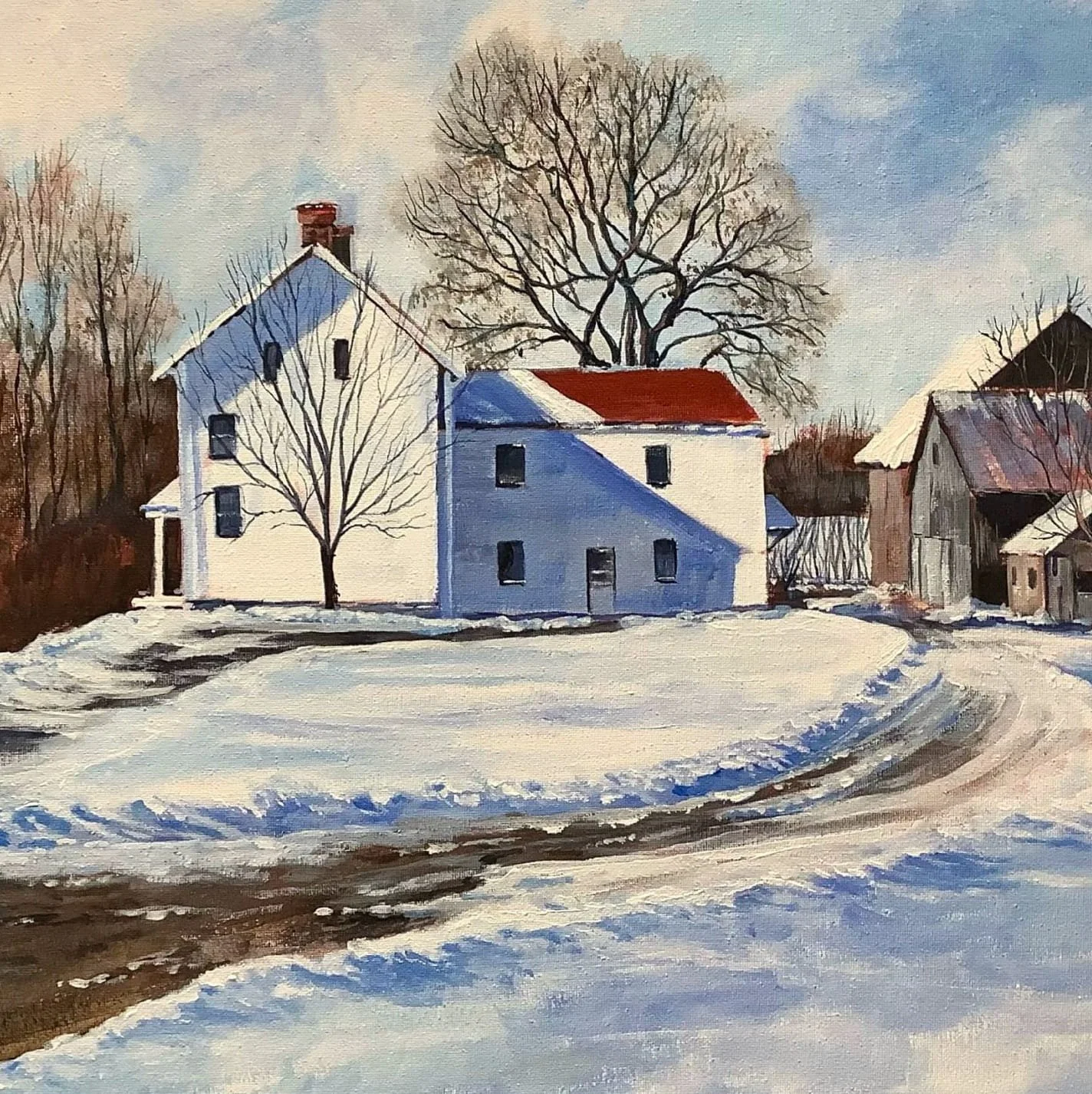 Hildy Smith - "Winter Farm" - 26 x 21 - Framed
