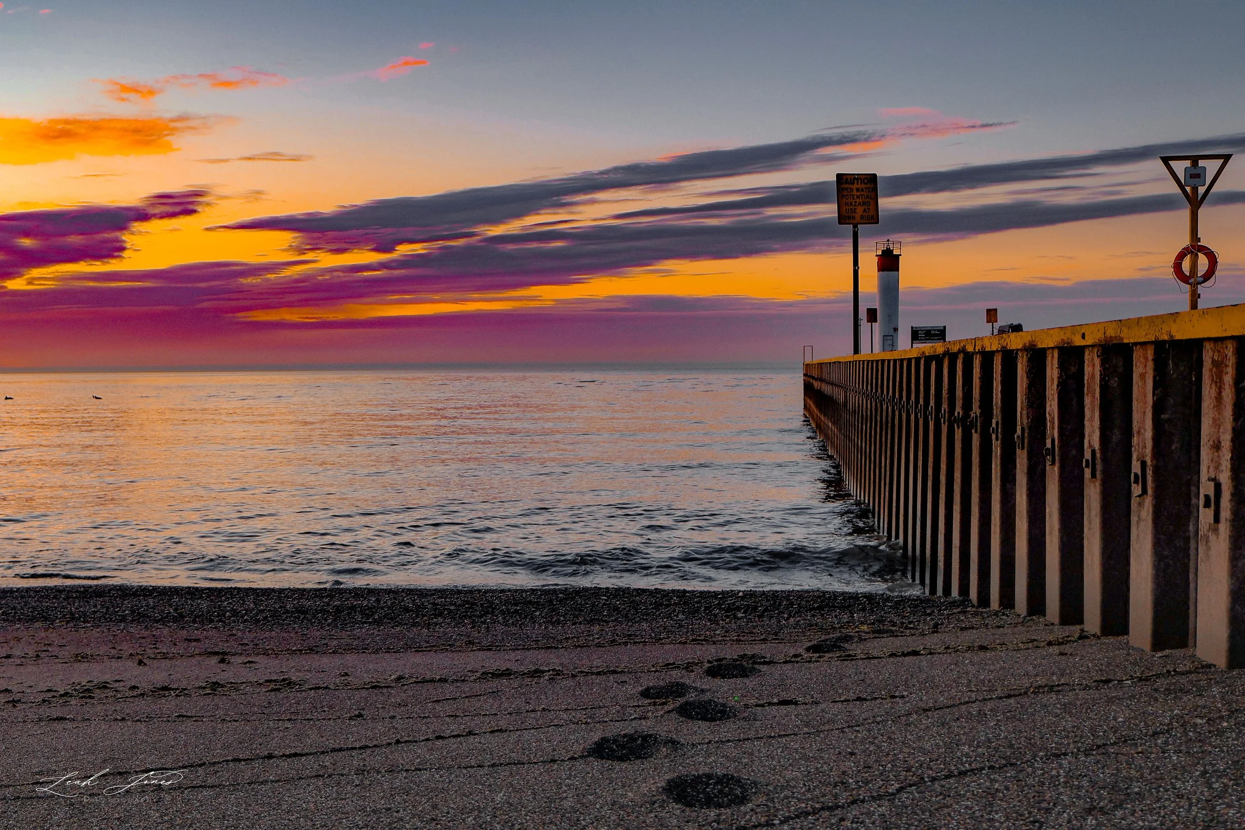Leah Jones - "Footprints - Morning Sunrise" - Whitby Harbour