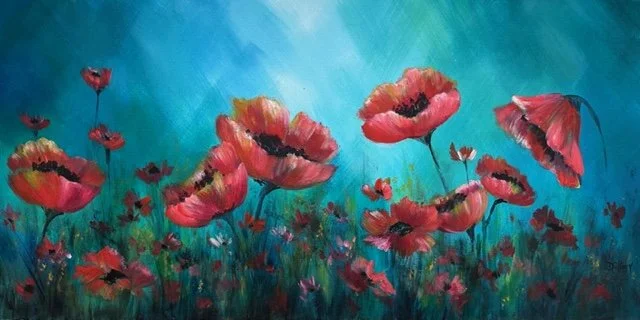 Debbie Cotton - "A Field of Breath" - 12 x 24 x 1.5 - Acrylic on Canvas