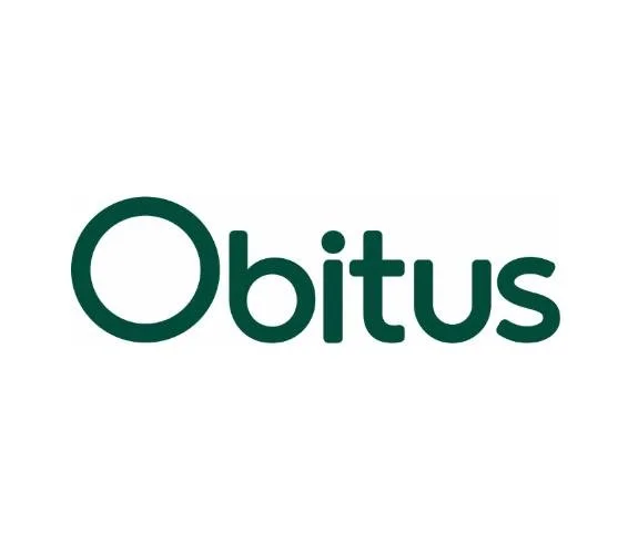 Obitus logo with stylized text on a white background.