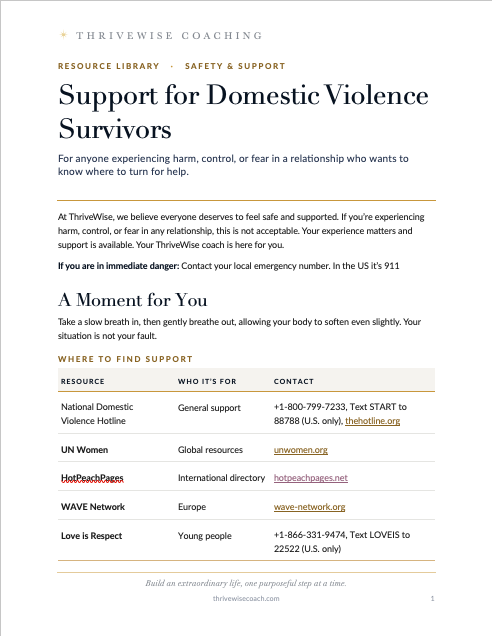 Support for Domestic Violence Survivors