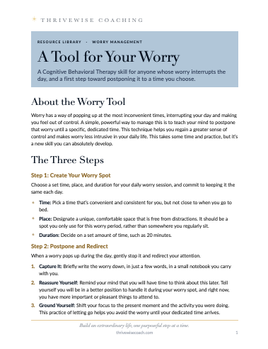 A Tool For Your Worry