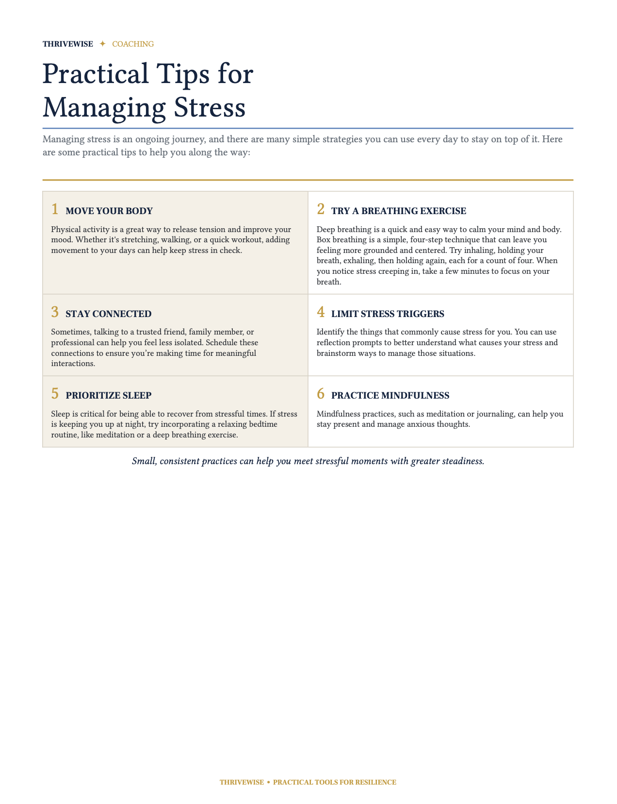6 Steps for Stress