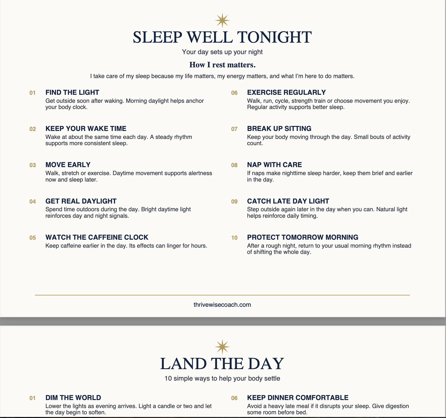 Sleep Well Tonight Printable Card Evening + Morning