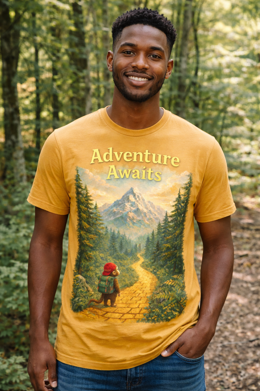 Adventure Awaits Gold T Shirt Male.png