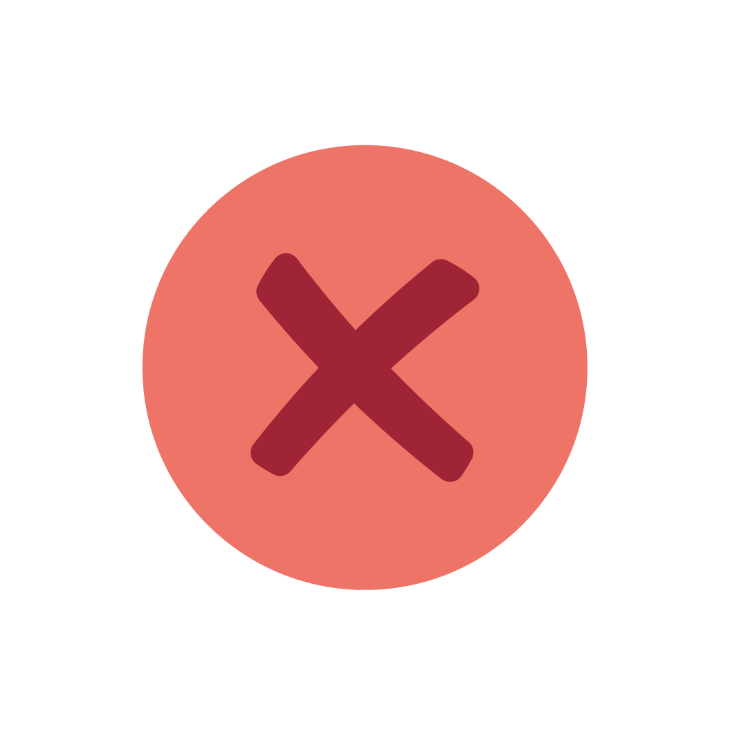 Rote Kreisscheibe mit schwarzem X in der Mitte, Symbol für 'abbrechen' oder 'nicht erlaubt'.