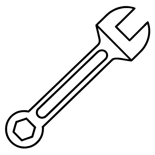 Icône représentant une clé anglaise, symbole de qualité et de précision en construction.