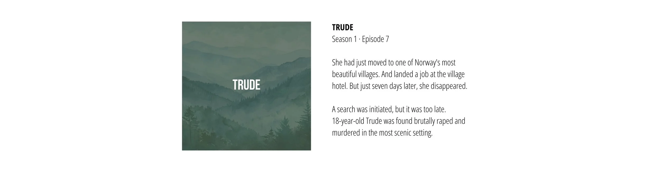 Book cover with a forest mountain landscape and the title 'TRUDE' in white text.